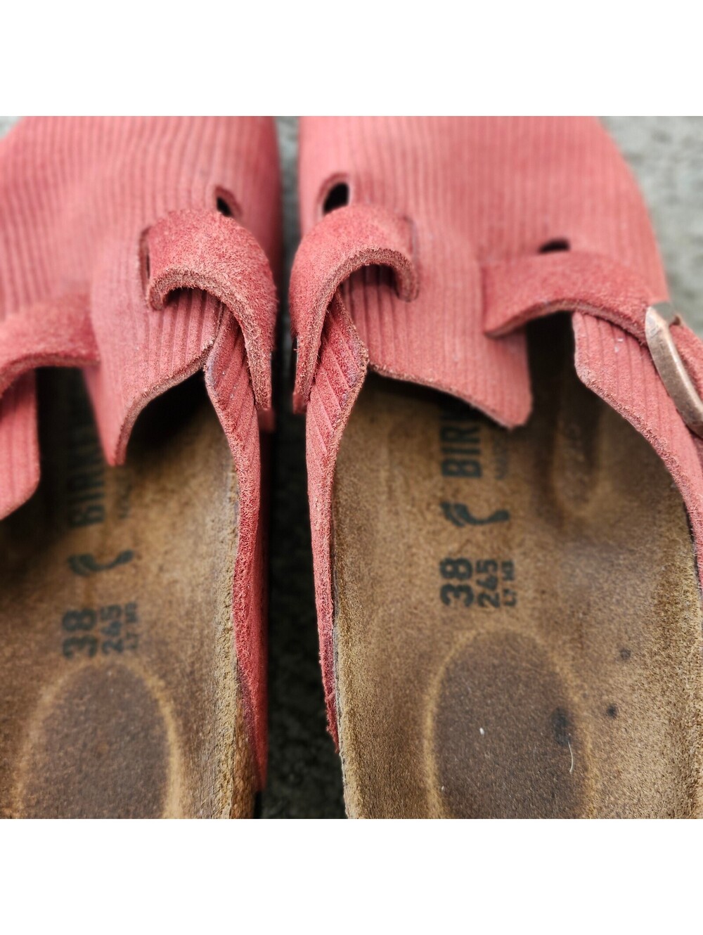 Birkenstock Boston Corduroy Suede Sienna Red Clog Slip-On Shoes Size 38 US 7 - Picture 5 of 8
